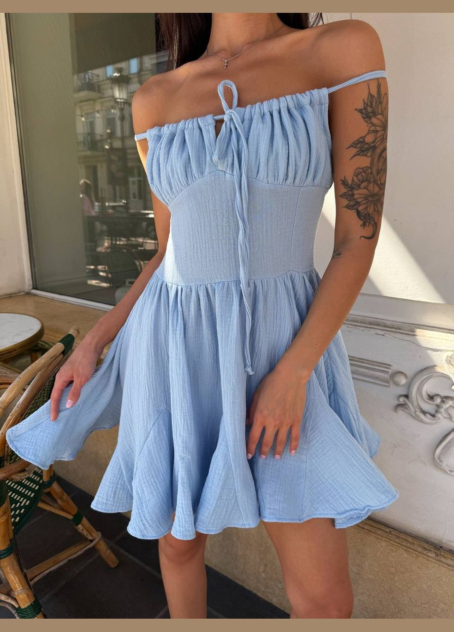 Блакитна повсякденний сукня жіноча Україна однотонна