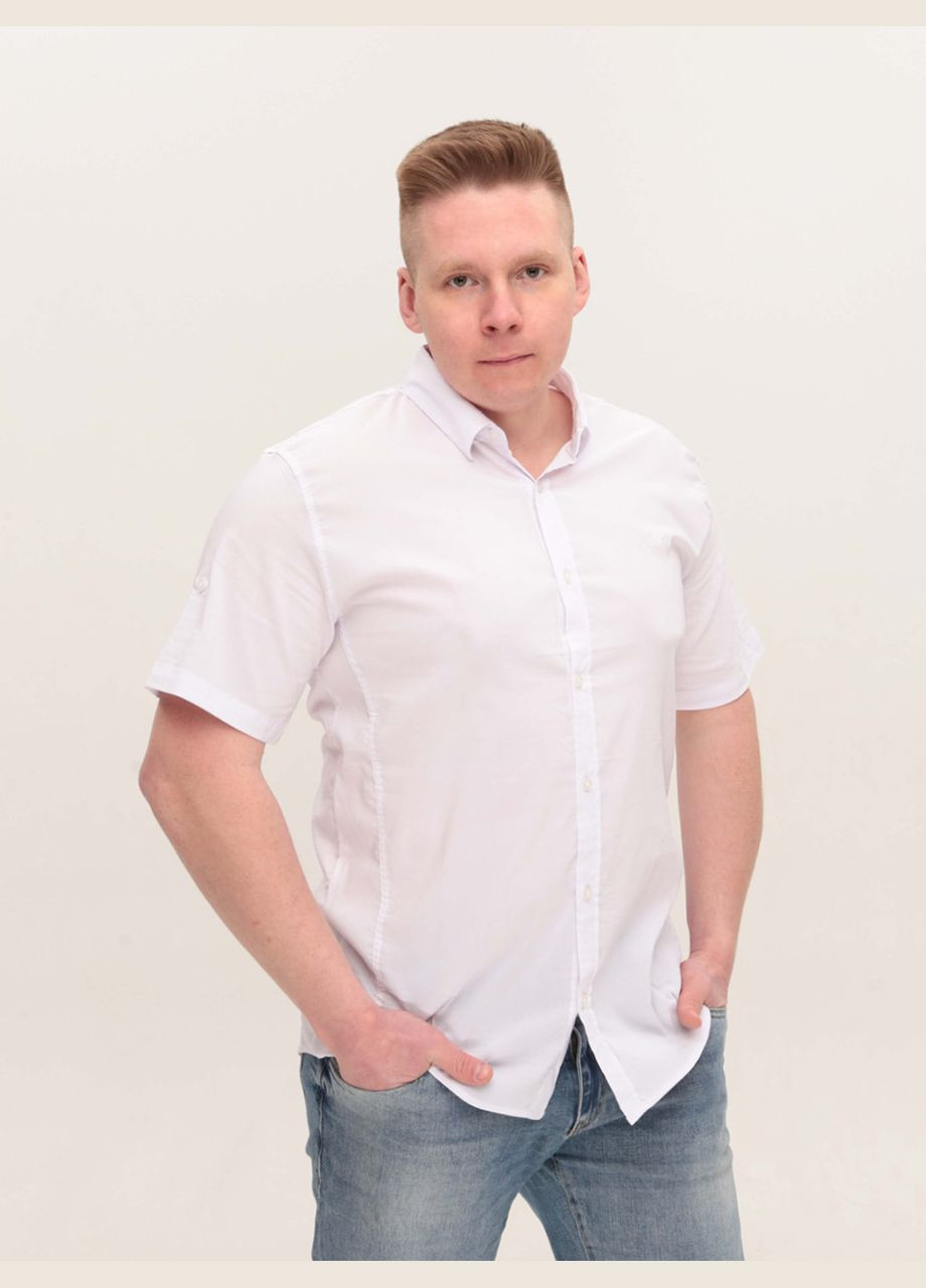 Белая повседневный рубашка однотонная Jean Piere