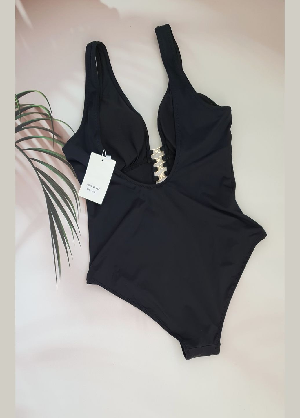 Черный летний женский слитный купальник слитный No Brand