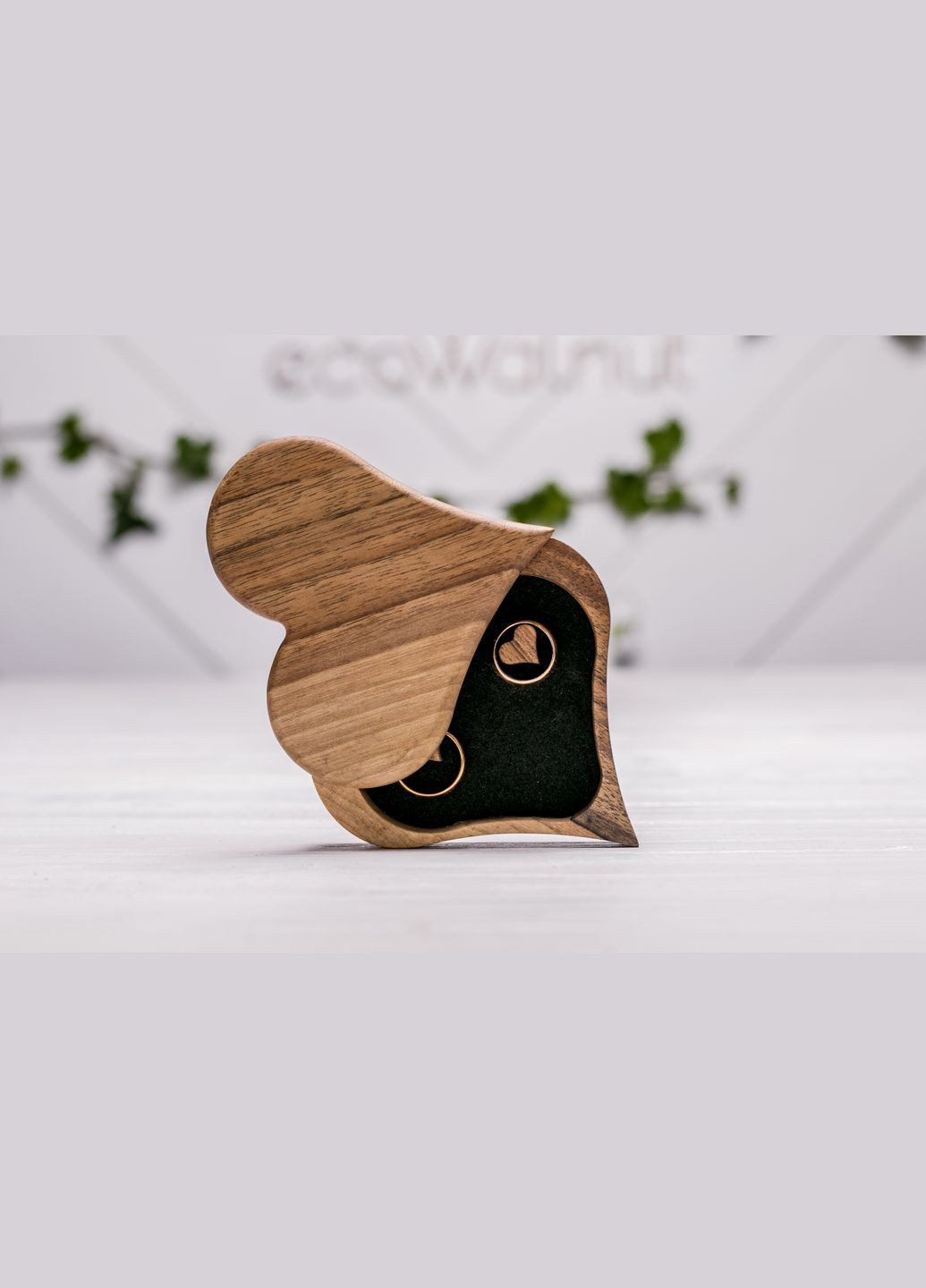 Шкатулка для колец «Сердце» Коробочка для новобрачных EcoWalnut (295266080)
