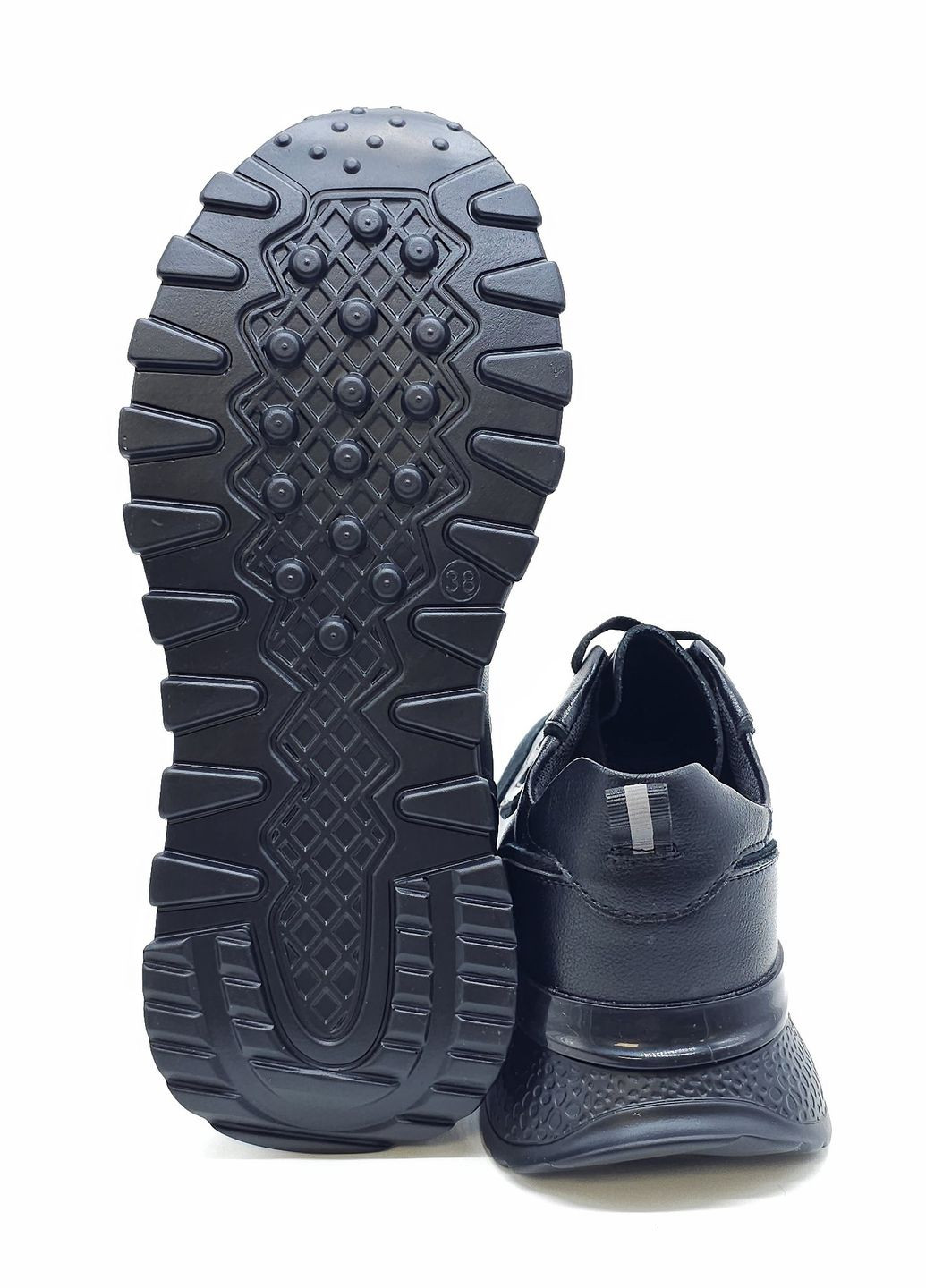 Чорні всесезонні жіночі кросівки чорні шкіряні l-19-12 23,5 см (р) Lonza