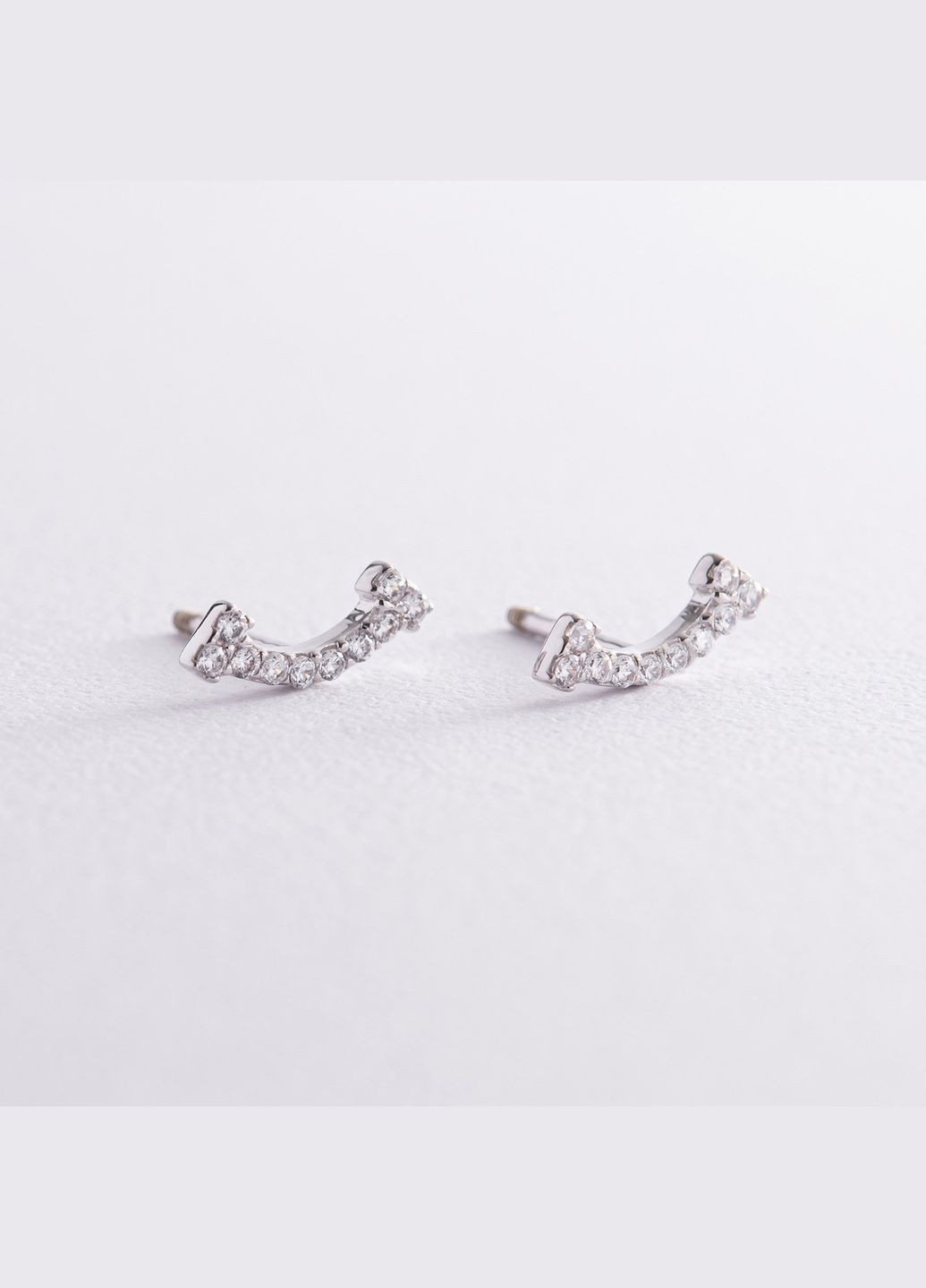 Срібні сережки - пусети Smile з фіанітами 902-01085 Oniks (264025449)