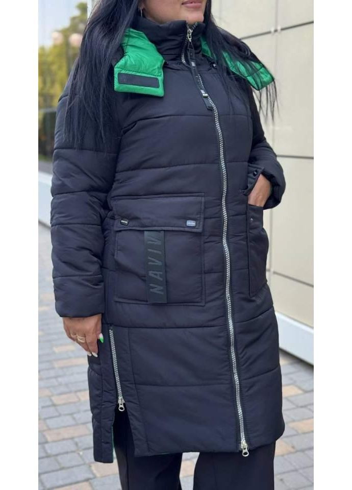 Чорна зимня куртка-пальто жіноча зимова чорна куртка-пальто No Brand Куртка жіноча зимова