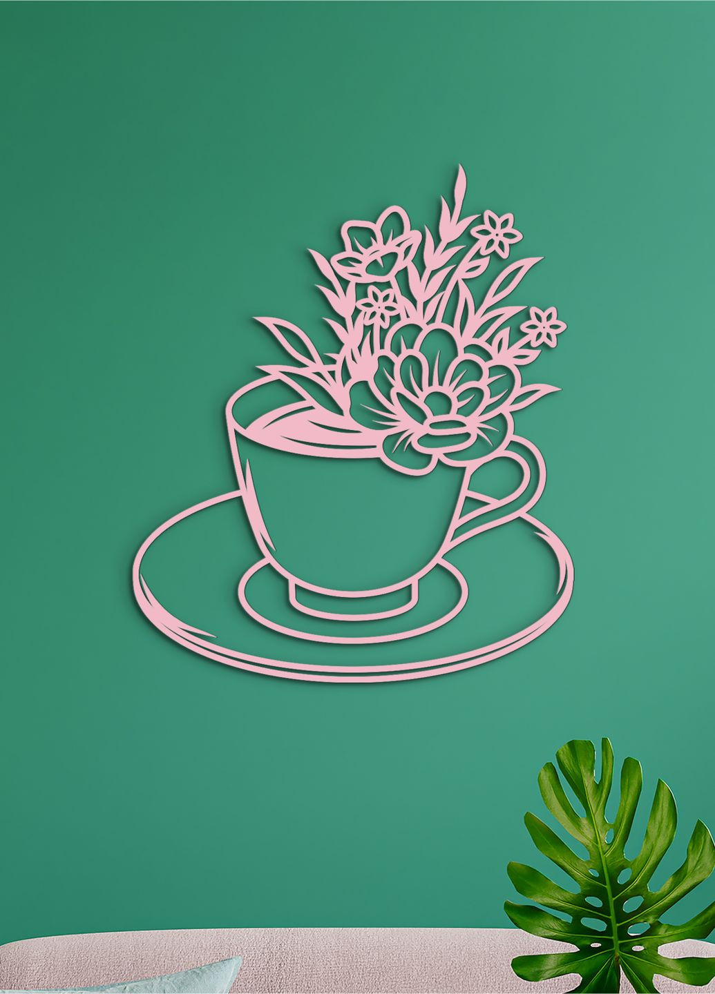 Сучасна картина на кухню, декор в кімнату "Квіткова кава", оригінальний подарунок 15х18 см Woodyard (292013235)