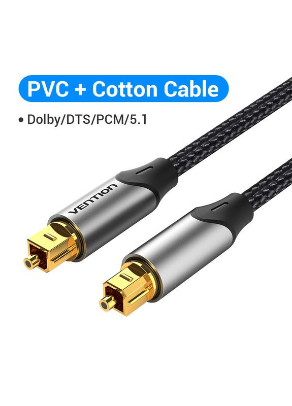 Оптический аудиокабель,Toslink SPDIF в Нейлоновой Оплетке Серый Vention (341325778)