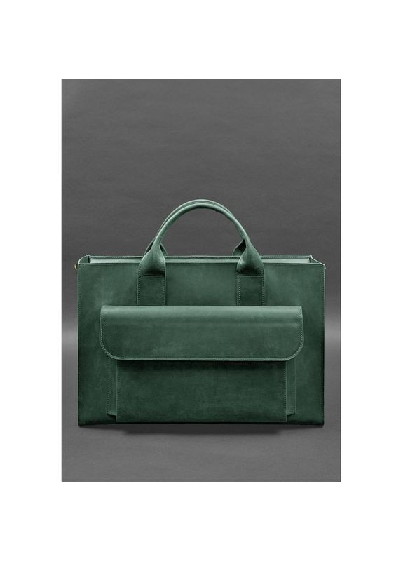 Сумка мужская кожаная через плечо для ноутбука и документов зеленая Crazy horse BlankNote (302007942)