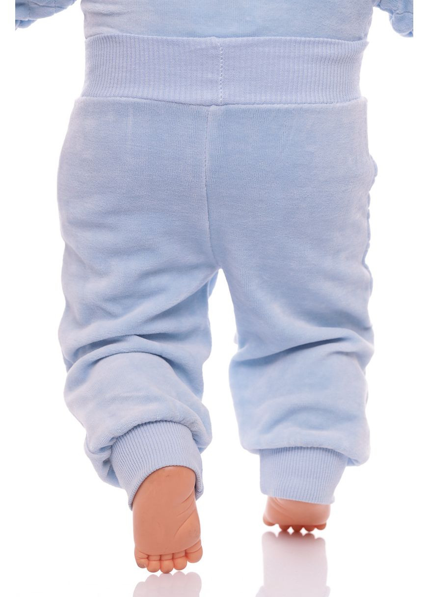 Голубой зимний костюм с длинным рукавом для мальчика велюровый с песиком голубой 62 см (30054) BABYKROHA