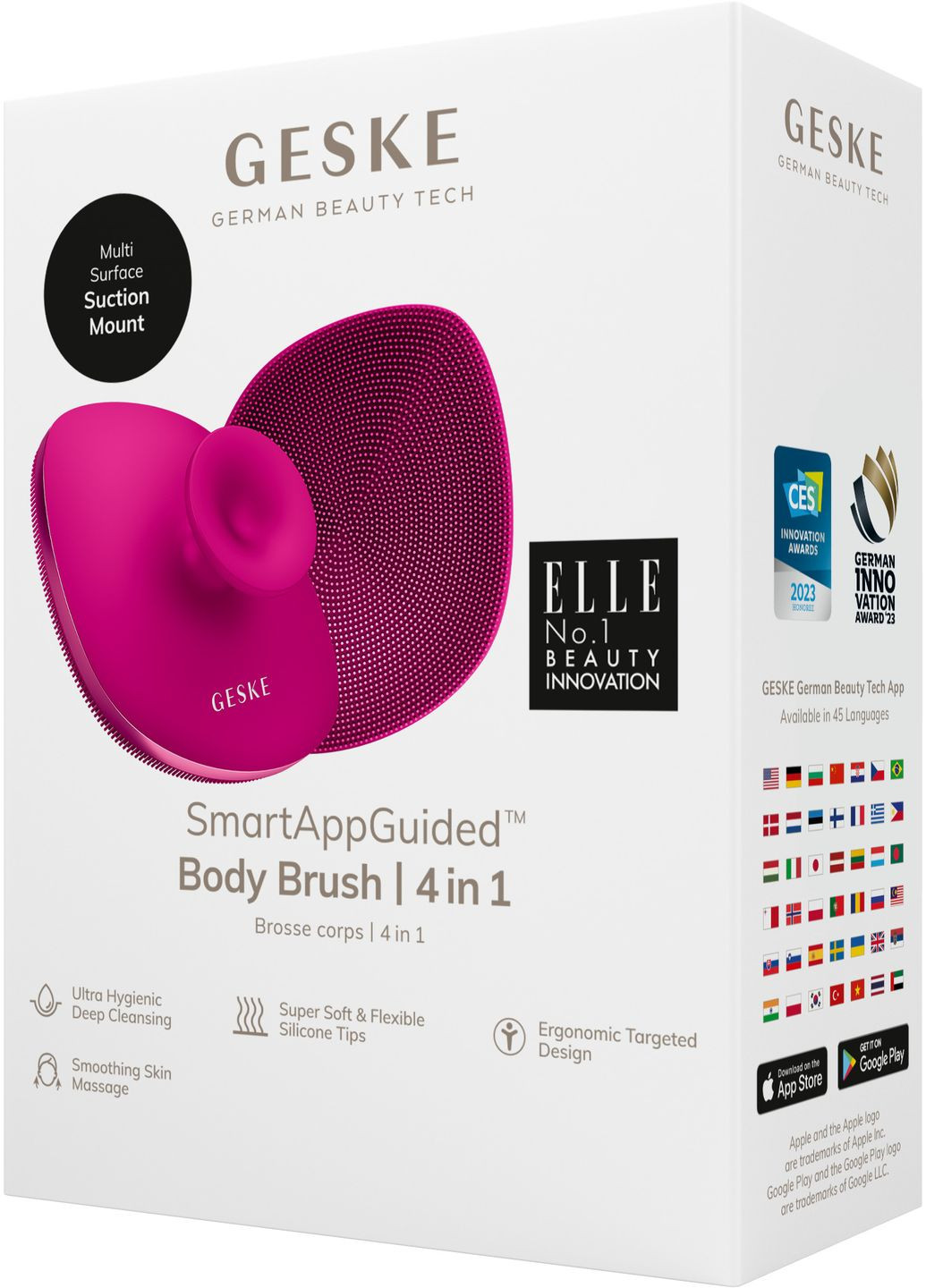 Щітка для тіла Body Brush metal 4в1 magenta GESKE (341526112)