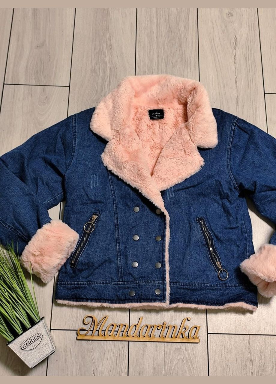 Синяя демисезонная женская утепленная джинсовая темно-синяя куртка-парка на меху с, м, л(42, 44, 46)р Lelo