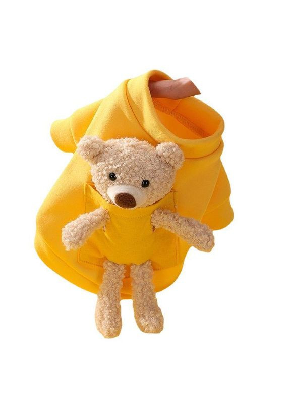 Светр з ведмедем у кишені для собак Pet Style "Тедді" Жовтий L No Brand - (323236764)