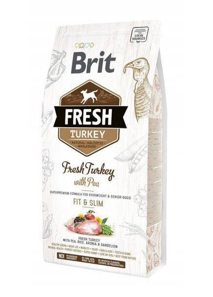 Сухой корм Fresh Turkey & Pea Light Fit & Slim 2,5 kg (для взрослых, пожилых собак) Brit (293408168)