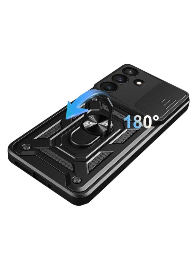 Чехол Shockproof для Samsung Galaxy S25 Plus (SM-S936) - противоударный, с подставкой и шторкой для камеры - Black Primo (368999134)