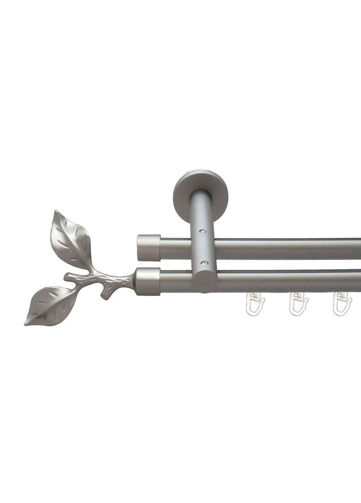 Карниз Листок Троянди металлический двухрядный реверсивний профильная труба Сатин 19\19 мм 300 см (6300835) ORVIT (300799919)