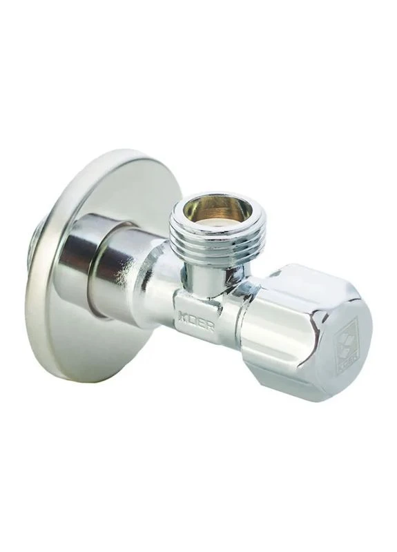 Кран вентильный 1/2x1/2 (KR.510) с хромированным покрытием, латунный корпус, для подключения сантехприборов KOER (399022085)