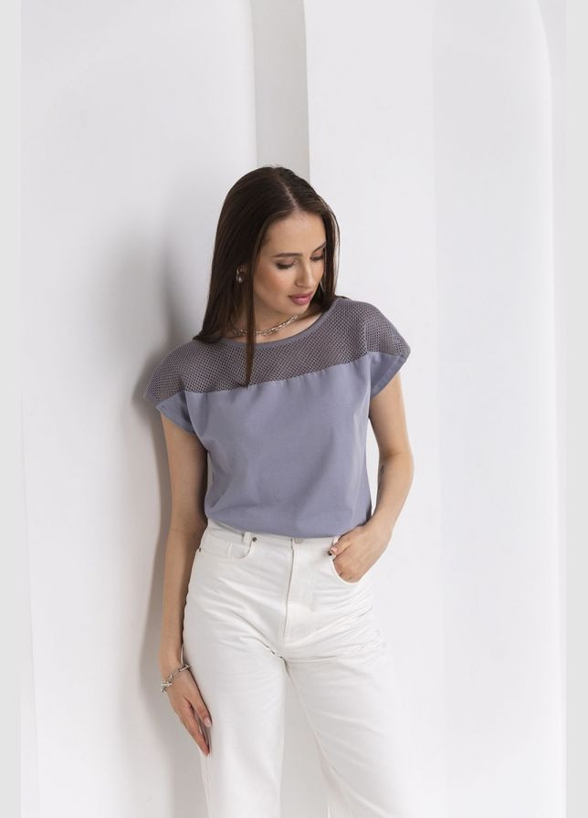 Бавовняний топ з ажурними в'язаними деталями (3018) Triko Bakh (334710637)