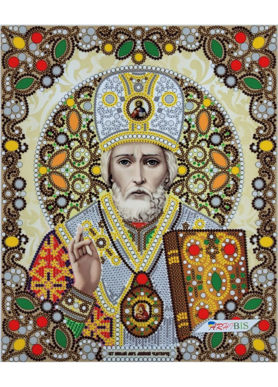 НАБОР ARHIBIS ЖК-4007 Святой Николай Чудотворец в жемчуге и кристаллах, набор для вышивания бисером иконы БЛАГОВЕСТ (369666248)