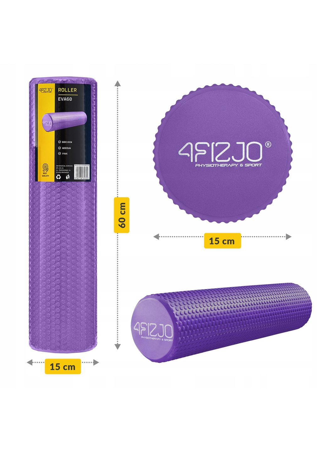Массажный ролик CARE+ EVA 60 x 15 см (валик, роллер) Purple (P-5907739314390) 4FIZJO (301733250)