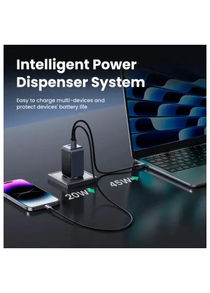 Зарядное устройство Grey X553 (35042) Ugreen 3xUSB 65W (2xUSB-C+USB-A) Gan Nexode Fast Charger (370015171)