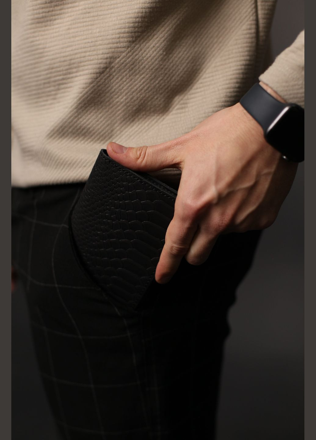 Мужское портмоне из натуральной кожи тиснение питон (черное) SKILL Портмоне (296478638)