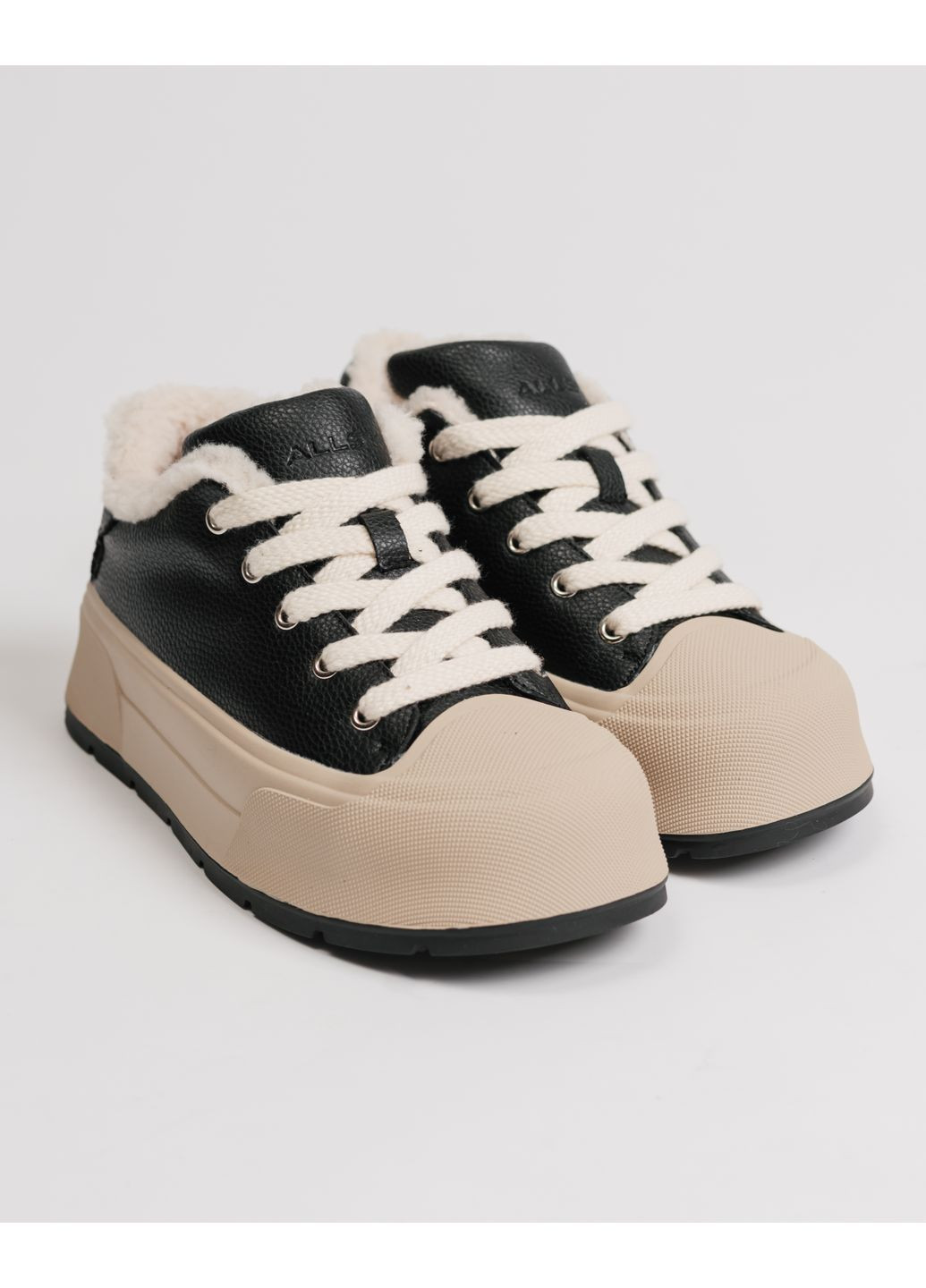 Кросівки з хутром чорні шкіра вовна ALLSY чорні зими (362093090)