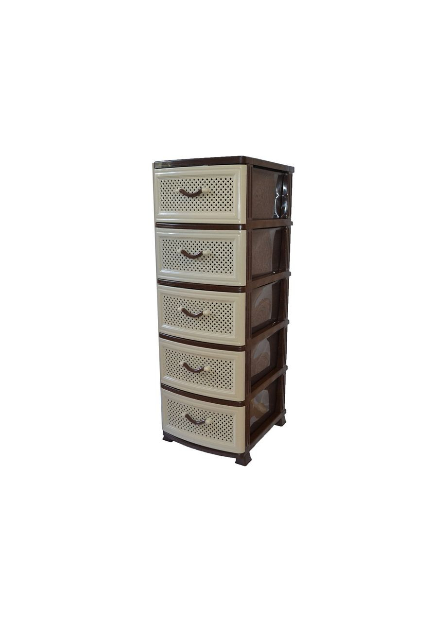 Комод пластиковый 5 ящика 111х46х38, сетка, бежевый. Эфе пластик.. Efe Plastics (345122433)