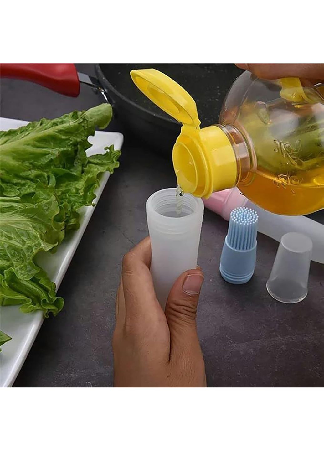 Кисточка кондитерская силиконовая с емкостью для масла масленка с дозатором 17 см A-Plus (322580712)