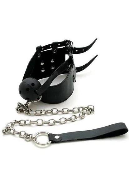 Кляп для рта кожаный черный с цепью Bdsm4u (382538766)