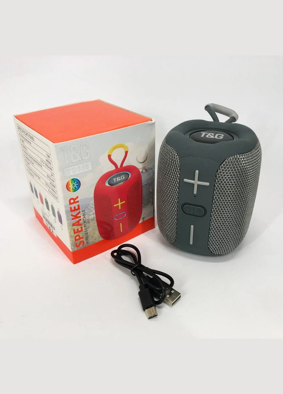 Портативна Bluetooth колонка TG658 8W з RGB підсвічуванням, Музичні колонки для вулиці. Колір: сірий No Brand (386241528)