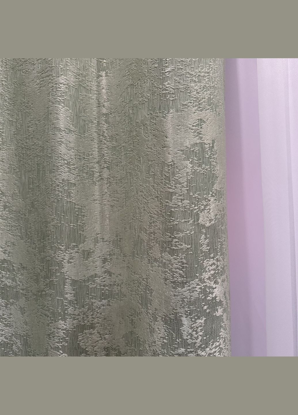 Жакардові штори з мармуровим візерунком 2шт 1.5×2.7 м, тасьма 6 см, середнє затемнення, салатового кольору. No Brand (331619160)