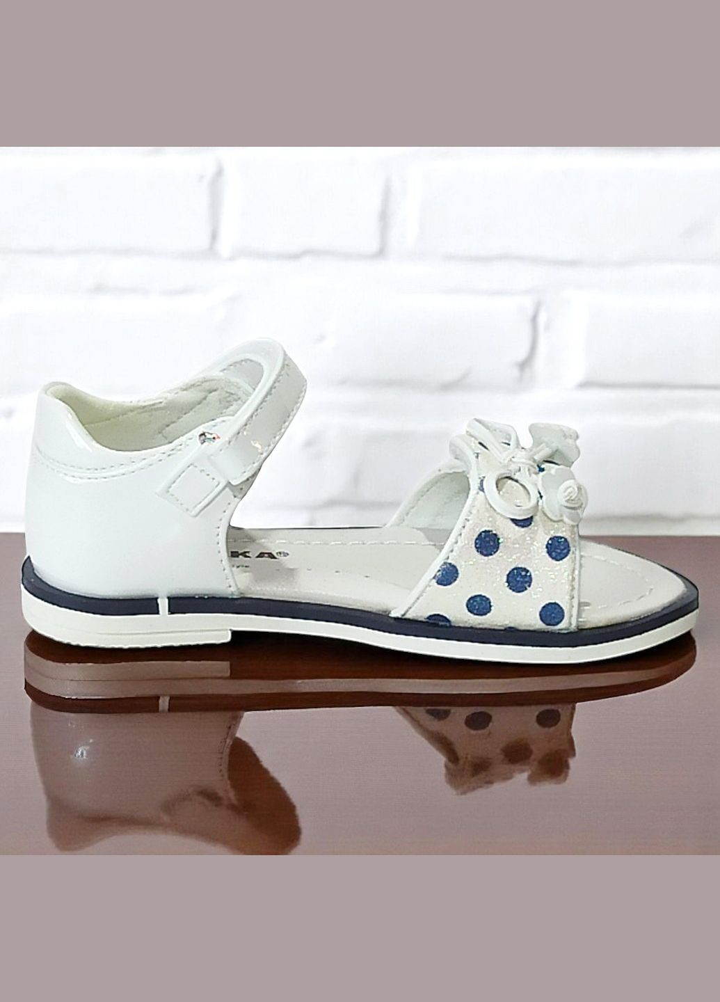 Белые повседневные, праздничные ортопедические босоножки открытые сандалии на липучках для девочки Сказка на липучке