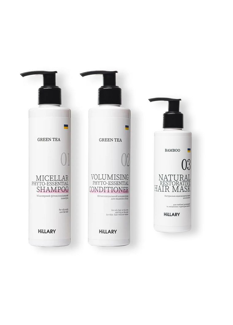 Набір для жирного типу волосся Green Tea + Натуральна маска Bamboo Hillary (332200383)
