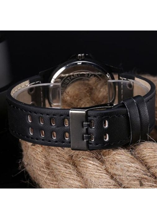 Класичний чоловічий кварцовий годинник з водостійкістю та індикатором дати чорний темно-коричневий (sku_328) No Brand (350906481)