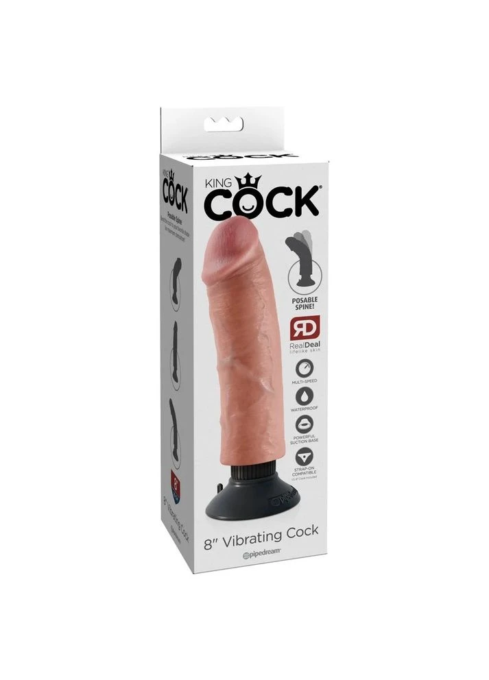 Вибратор большой реалистичный на присоске бежевого цвета King Cock Pipedream (399929715)