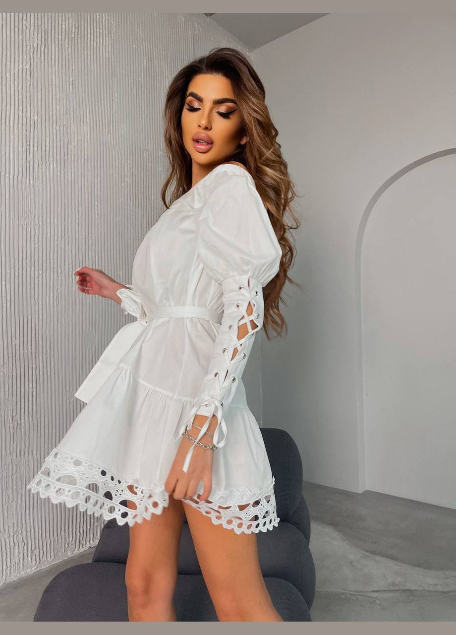 Білий сукня з мереживом Elanzh однотонна