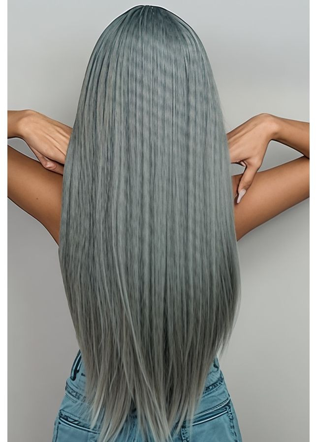 Прямой аниме парик с длинной челкой "Пепельный" 70см Серый No Brand (368892398)