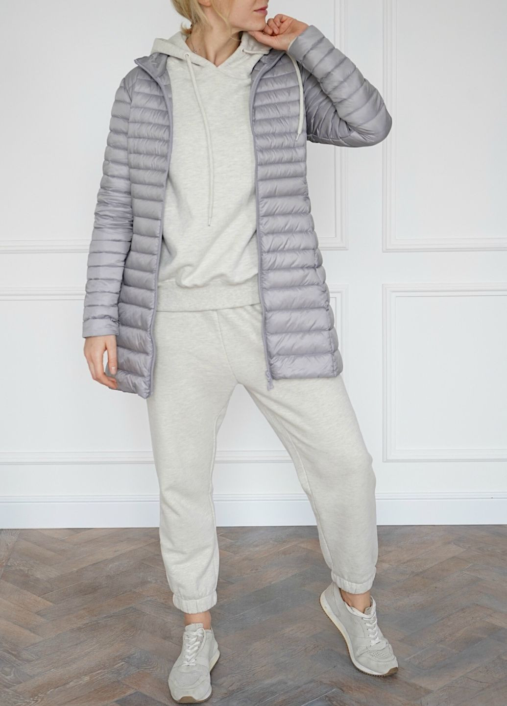 Світло-сірий демісезонний Пуховик One