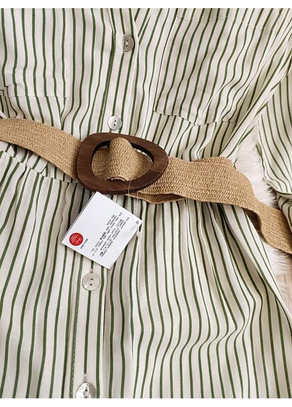 Білий смугаста сукня-сорочка з ременем Zara