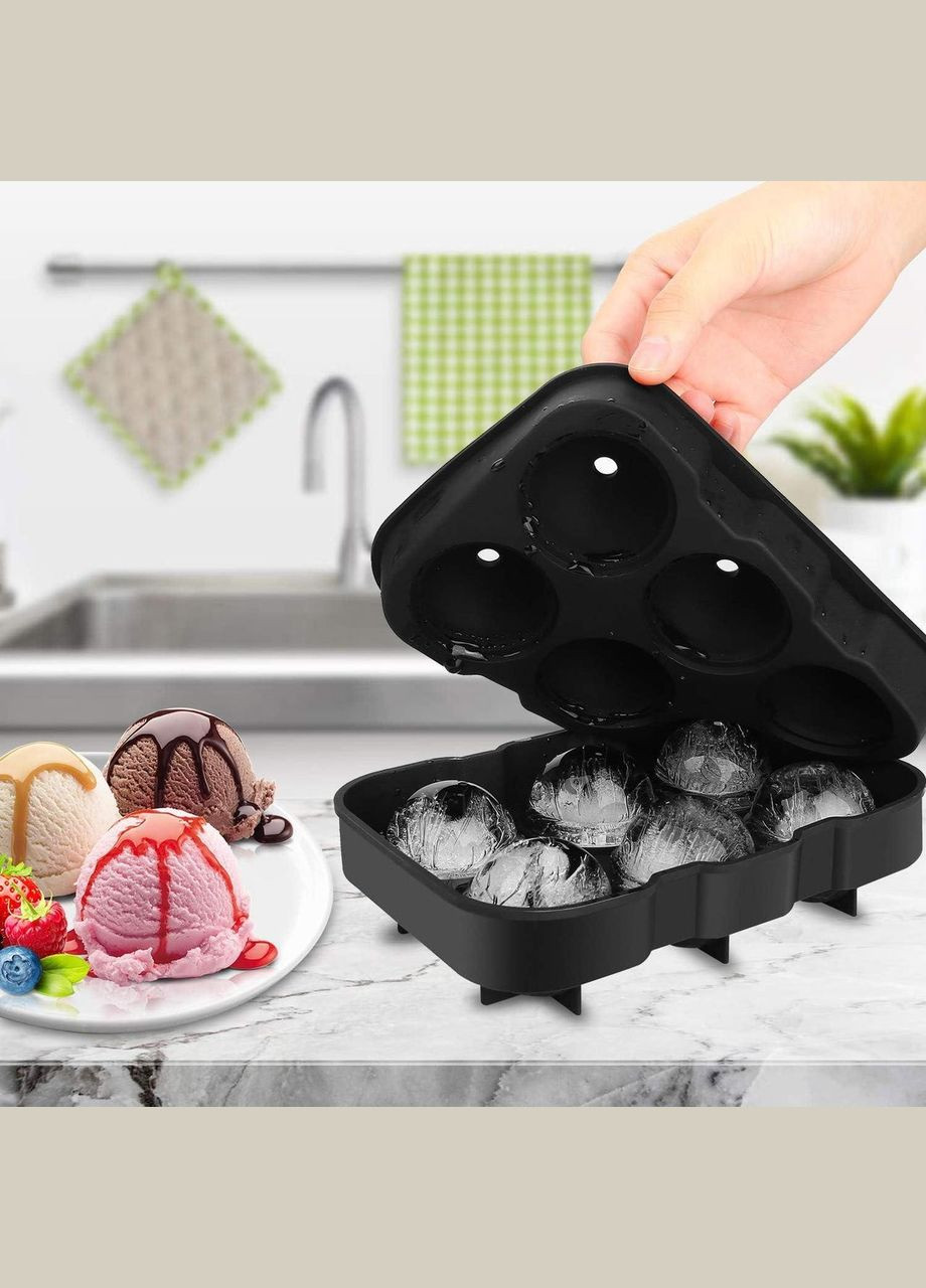 Форма для льоду силіконова Куля ICof 6 комірок чорна Лоток для фігурного льоду (R051355) No Brand (349844755)