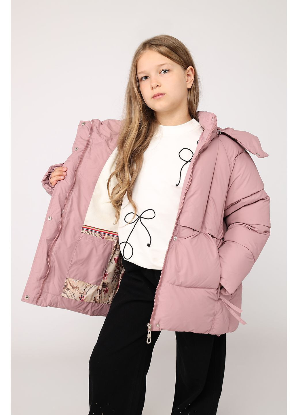 Світло-рожева зимня куртка для дівчинки колір пудровий cb-00280158 YAXINGFUSHI