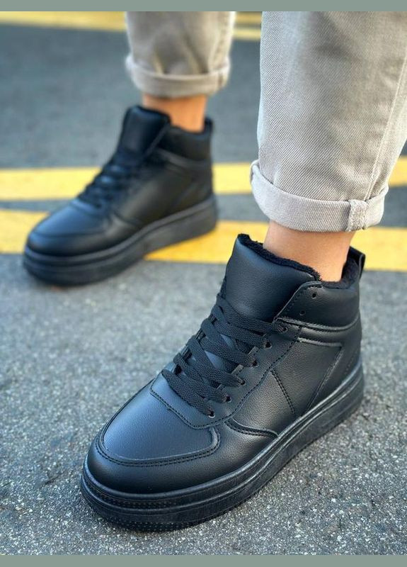 Зимние черные зимние кроссовки, хайтопы зимние, зимние спортивные ботинки. Stilli без декора из искусственной кожи