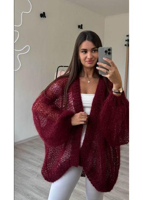 Бордовый демисезонный кардиган No Brand