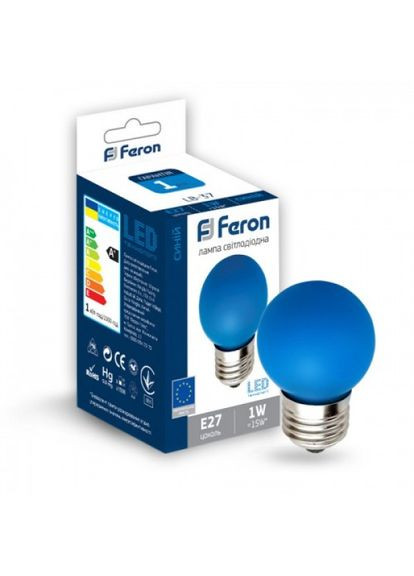 Светодиодная декоративная лампа LED LB-37 1W E27 синяя (25118) Feron (305757896)