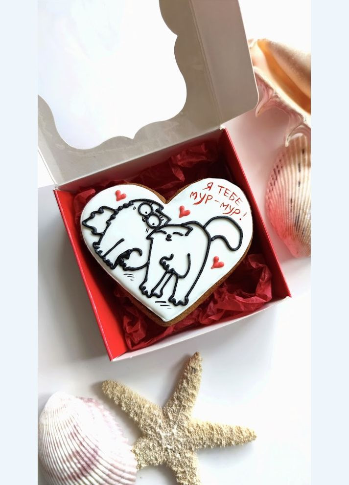 Печенье на 14 февраля, крафтовый имбирный медовый пряник ко Дню Валентина Котики Саймона. No Brand (316322168)