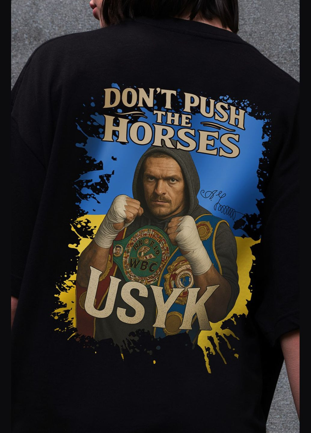 Женская Оверсайз Футболка С Принтом Dont Push The Horses Without - (345565088)