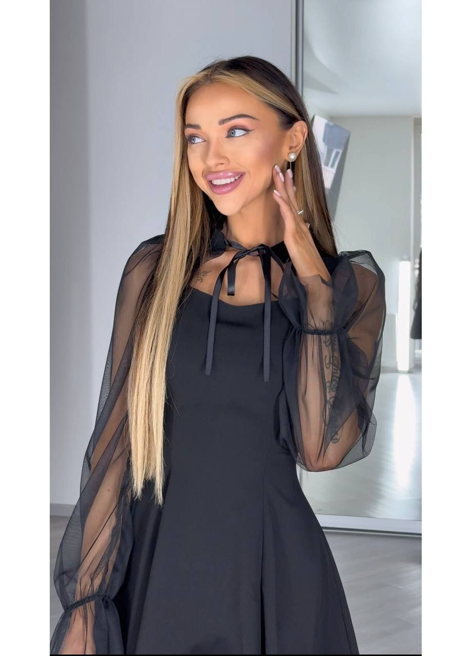 Чорна коктейльна, повсякденний, вечірня, ділова, кежуал жіноча сукня FINO Mode