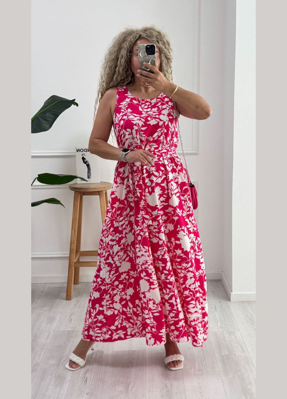 Малинова повсякденний, кежуал жіноча сукня Style Point з абстрактним візерунком