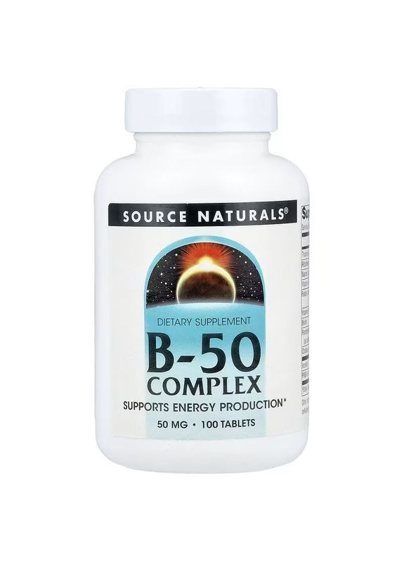 Комплекс вітамінів B, 50 мг, B-50 Complex,, 100 таблеток Source Naturals (333721603)