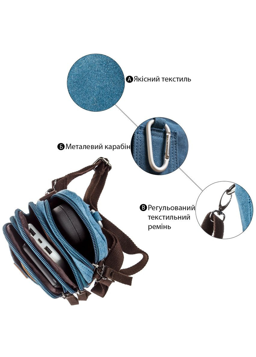 Барсетка текстильная 20164 Голубая Vintage (366880812)