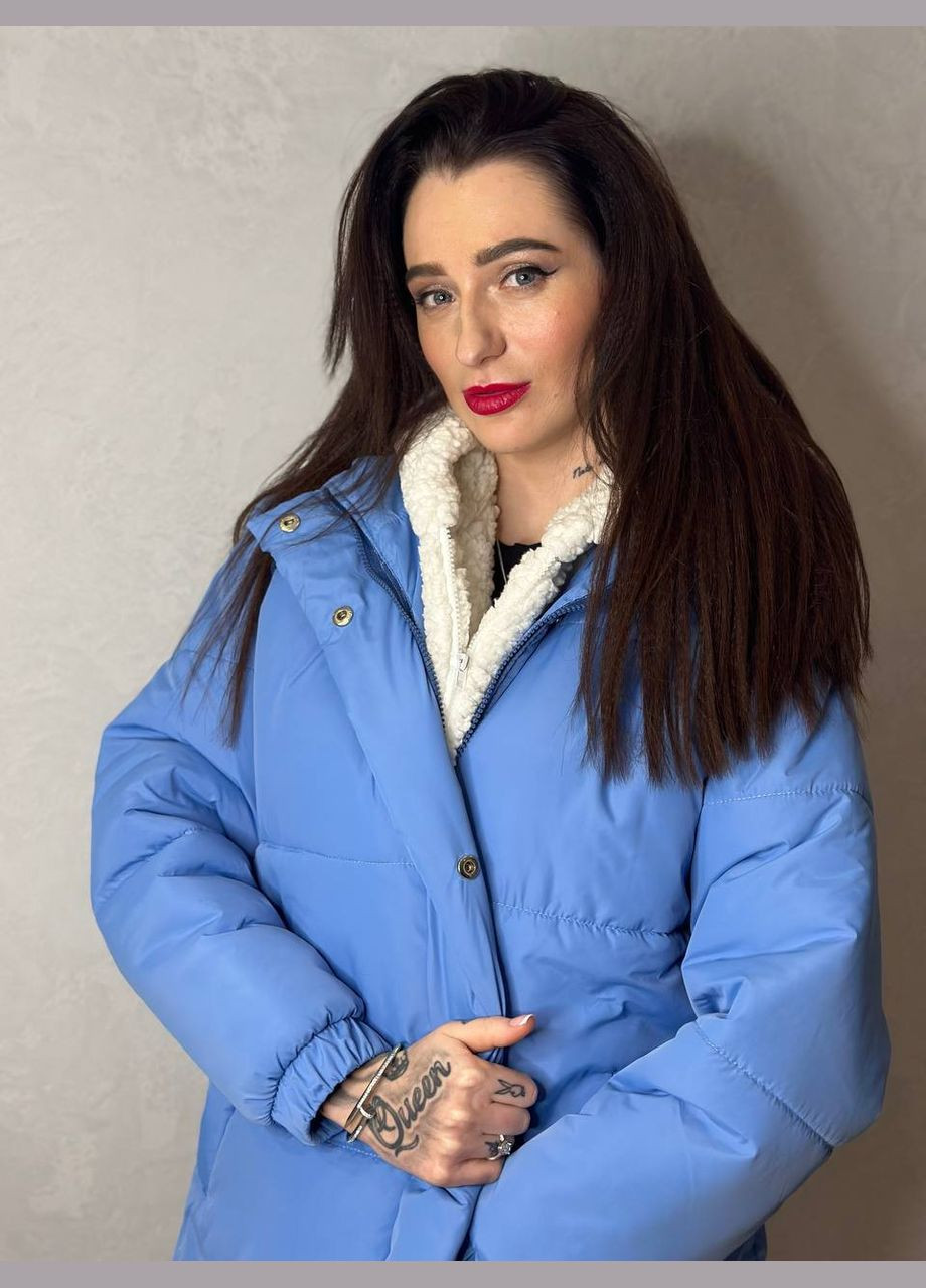 Темно-голубая зимняя куртка зимняя No Brand