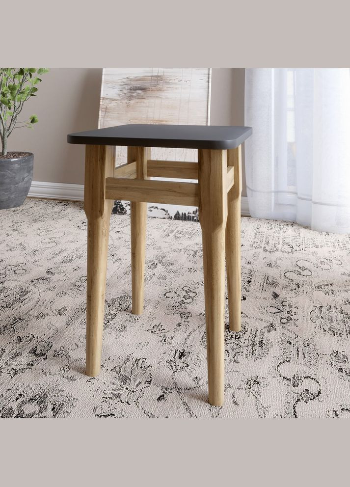 Стол круглый и 4 табурета обеденный комплект для кухни Майами-1 ПВХ кромка 0,45 мм Гранит серый (-041220) Lion (317271174)